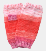 Soft Hand-Knit Pink/Coral Fingerless Mittens (Bouquet) - M/L-1