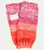 Soft Hand-Knit Pink/Coral Fingerless Mittens (Bouquet) - S/M-2