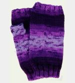 Soft Hand-Knit Purple Fingerless Mittens (Crocus) - M/L-1