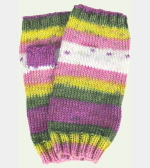 Soft Hand-Knit Pink/Purple/Green Fingerless Mittens (Mountain Heather) - M/L-1