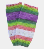 Soft Hand-Knit Pink/Purple/Green Fingerless Mittens (Mountain Heather) - S/M-1