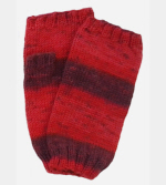 Soft Hand-Knit Red Fingerless Mittens (Hibiscus) - M/L-1