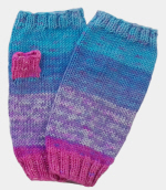 Soft Hand-Knit Blue/Pink/Purple Fingerless Mittens (Hydrangea) - M/L-1