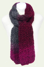 Light-Weight Ombre Bouclé Grey, Pink & Red Scarf
