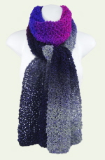 Light-Weight Ombre Bouclé Pink, Blue & Grey Scarf