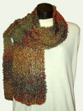 Homespun Cozy Cable Fiesta (Blue, Orange & Brown) Scarf