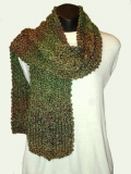 Homespun Cozy Cable Herb Garden (Green and Brown) Scarf