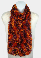 Boa Orange Burgundy Hand-Knit Eyelash Scarf