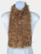 Fun Fur Tiger's Eye (Brown) Hand-Knit Eyelash Scarf