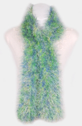 Fun Fur Citrus (Turquoise/Green/Purple) Hand-Knit Eyelash Scarf