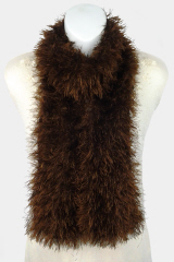 Lion Brand Fun Fur Hand-Knit Chocolate Eyelash Scarf