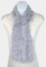 Fun Fur Silver Hand-Knit Eyelash Scarf