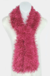 Lion Band Fun Fur Raspberry Hand-Knit Eyelash Scarf