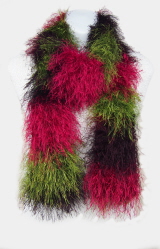 Sensations Cello Multi-Berry (Red/Green/Black) Hand-Knit Eyelash Scarf