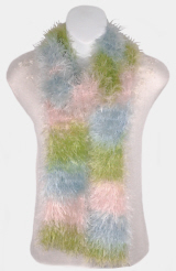 Lion Brand Fun Fur Hand-Knit South Beach (Pink-Green-Blue) Eyelash Scarf