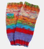 Soft Hand-Knit Multi-Color Fingerless Mittens (Gems) - S/M