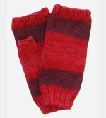 Soft Hand-Knit Red Fingerless Mittens (Hibiscus) - S/M