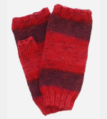 Soft Hand-Knit Red Fingerless Mittens (Hibiscus) - S/M