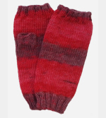 Soft Hand-Knit Red Fingerless Mittens (Hibiscus) - S/M