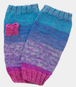 Soft Hand-Knit Blue/Pink/Purple Fingerless Mittens (Hydrangea) - M/L