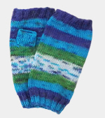 Soft Hand-Knit Blue/Green Fingerless Mittens (Sea) - M/L