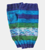 Soft Hand-Knit Blue/Green Fingerless Mittens (Sea) - S/M