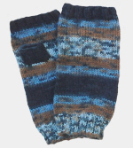 Soft Hand-Knit Black/Gray/Brown Fingerless Mittens (Twilight) - M/L