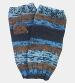 Soft Hand-Knit Black/Gray/Brown Fingerless Mittens (Twilight) - S/M