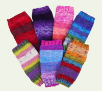 Hand-Knit Multi-Color Fingerless Mittens