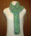 Light Green & Blue Fun Fur and Glitter Eyelash Holiday Scarf