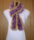 Purple Fun Fur and Gold Glitter Eyelash Holiday Scarf