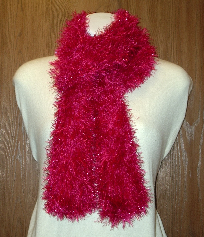 HandKnit Fun Fur and Glitter Eyelash Holiday Scarves
