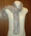 Silver Fun Fur and Glitter Eyelash Holiday Scarf