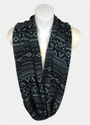 Aztec Infinity Scarf - Black & Gray