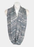 Aztec Infinity Scarf - Grey & White