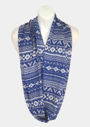 Aztec Infinity Scarf -  Blue & White