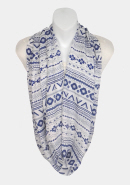 Aztec Infinity Scarf - White & Blue