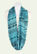 Aztec Infinity Scarf - Turquoise & Black