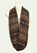 Aztec Infinity Scarf - Black & Tan