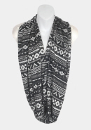 Aztec Infinity Scarf - Black & White