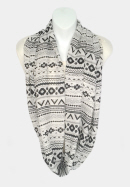 Aztec Infinity Scarf - White & Black