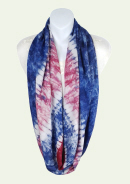 Tie-Dye Infinity Scarf - Red, White & Blue Diamonds