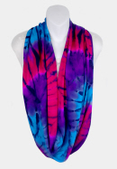 Fuchsia-Purple-Turquoise Tie-Dye Radial Infinity Scarf