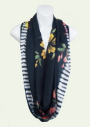 Tie-Dye Infinity Scarf - Black Border with Flowers