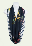 Tie-Dye Infinity Scarf - Black Border with Flowers