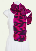 Caron Simply Soft Wedges Zig-Zag Black and Fuschia Party Scarf