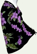 Colorful Hibiscus and Orchid on Black Sarongs For Sale