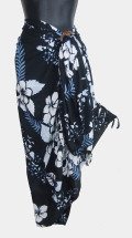 Black Hawaiian Floral Sarong