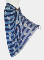 Sea Life Print Sarong - Blue