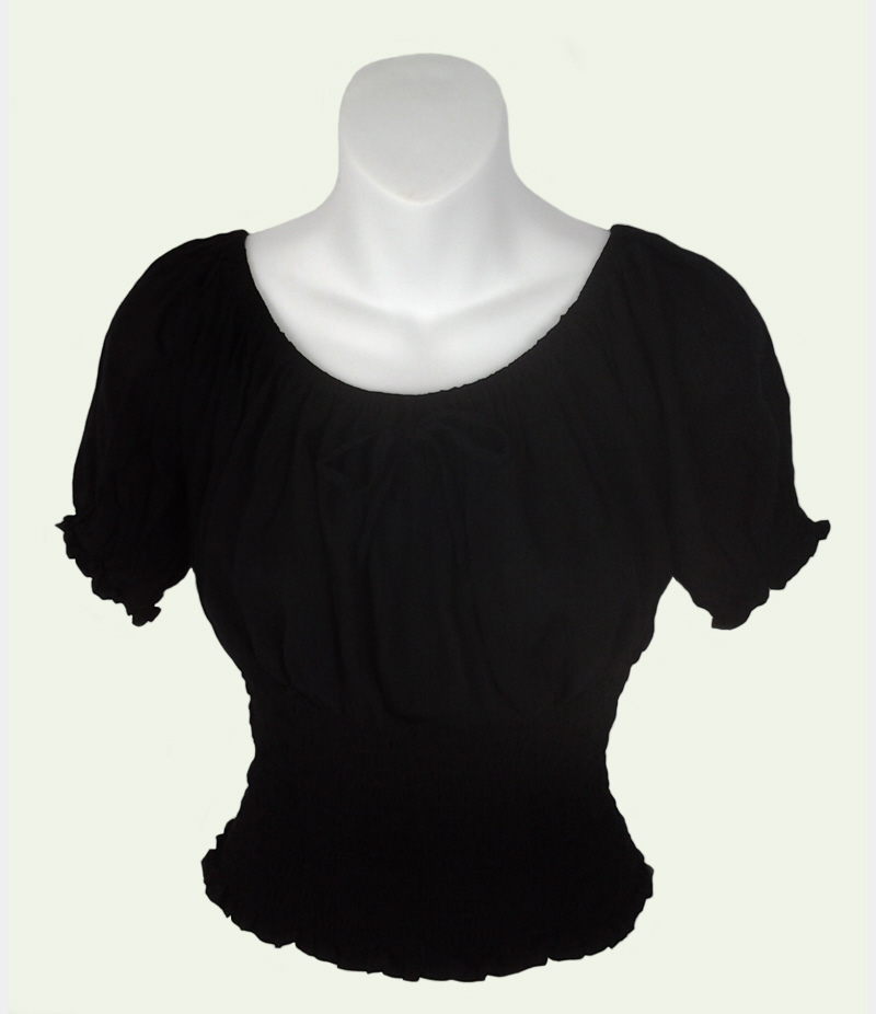 90’s Black Knit Bell Sleeve Peasant Blouse